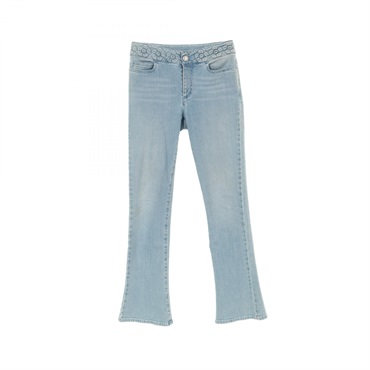 CHANEL Camellia COCO Mark Denim pants P53350V40187 cotton Blue Used Women #34