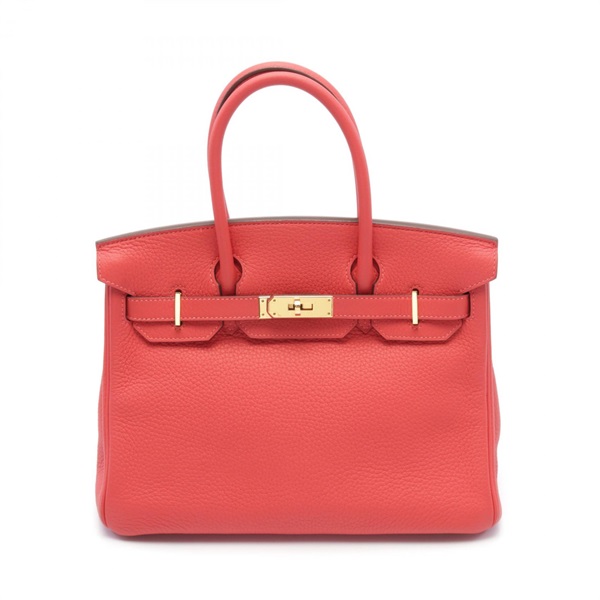 HERMES Birkin 30 Handbag Clemence leather Red Capucine Used Women R GHW