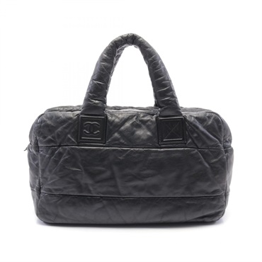 CHANEL Coco cocoon Boston bag leather Black Used Women SHW CC Coco