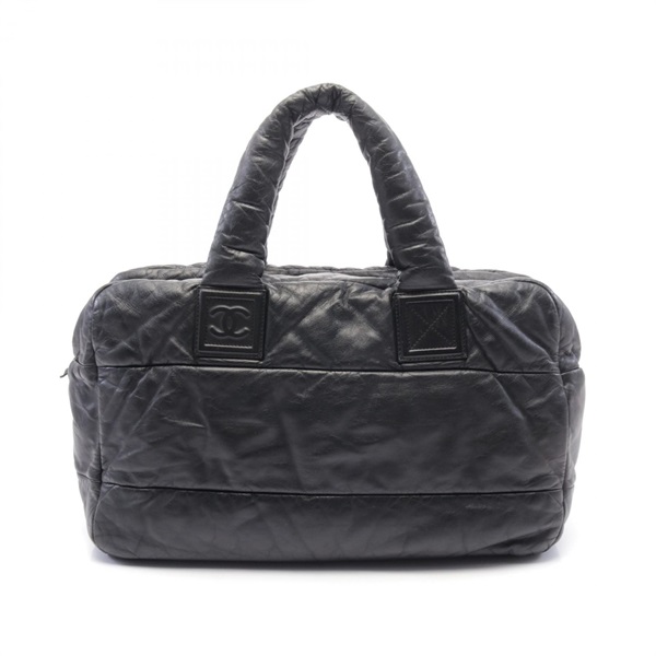 CHANEL Coco cocoon Boston bag leather Black Used Women SHW CC Coco