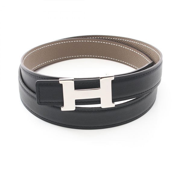 HERMES Mini Constance H belt reversible leather Black Brown Used Women W SHW