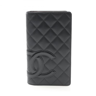 CHANEL Cambon line Bifold purse wallet A26717 Patent leather Black Used Women CC
