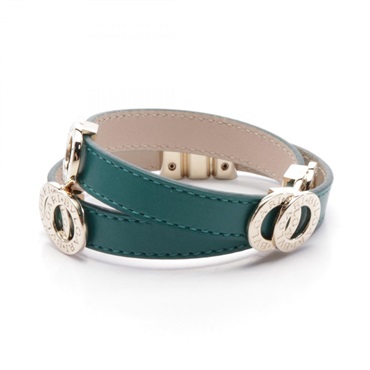 BVLGARI BVLGARI Doppio tondo Double Coil Bracelet 285116 leather Green Used