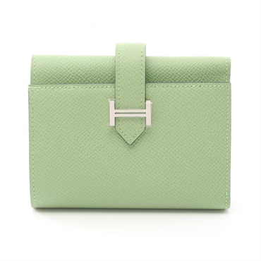 HERMES Bearn combine Tri-fold wallet purse U Epsom Vert criquet Used SHW