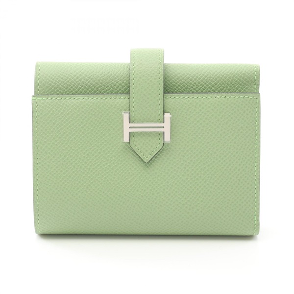 HERMES Bearn combine Tri-fold wallet purse U Epsom Vert criquet Used SHW