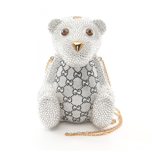 GUCCI GG Teddy Bear Shoulder Bag 741517 Swarovski Clear Multicolor Used Women