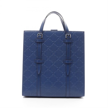 GUCCI GG emboss Tote hand Bag 700421 leather Blue Used