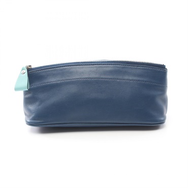 HERMES Tohubohu PM Pouch bag Swift leather Navy Blue aztec Colvert Used Women R