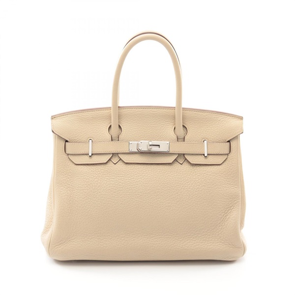 HERMES Birkin 30 Hand bag K Taurillon Clemence Beige Parchemin Used SGW