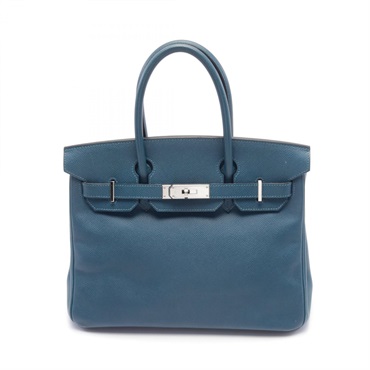 HERMES Birkin 30 Blue thalassa Handbag Epsom Blue Used Women SHW