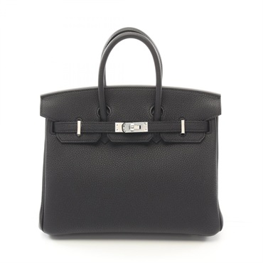 HERMES Birkin 25 Hand bag sac W Togo leather Black SHW