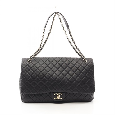 CHANEL Jumbo Matelasse chain Shoulder Bag leather Black Used GHW