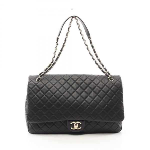 CHANEL Jumbo Matelasse chain Shoulder Bag leather Black Used GHW