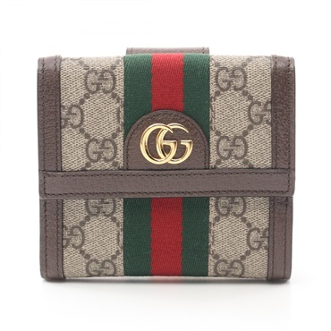 GUCCI Ophidia GG Supreme Double Sided compact Wallet 735578 canvas leather Beige