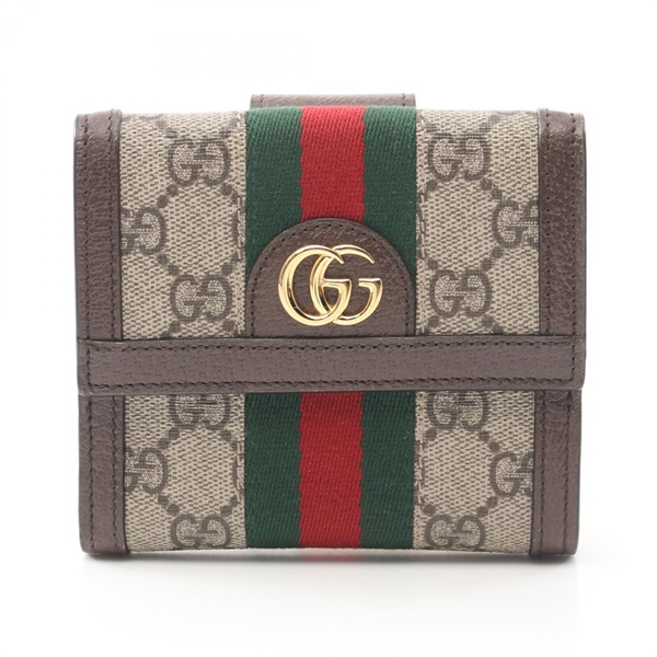 GUCCI Ophidia GG Supreme Double Sided compact Wallet 735578 canvas leather Beige