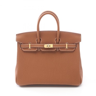 HERMES Birkin 25 Handbag Togo leather Brown Gold Used Women GHW W