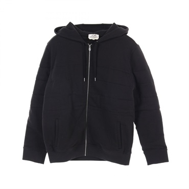 HERMES Hoodie Jacket Zipped cotton Black Used mens size L