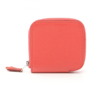 HERMES Azap Compact Mini Silk Inn coin purse Epsom leather Rouge pivoine Used T