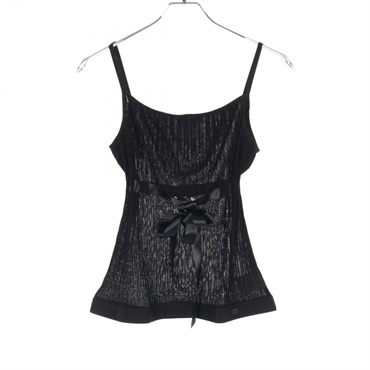 CHANEL camisole Sleeveless Tops P27620 Rayon Black Used Women size 42