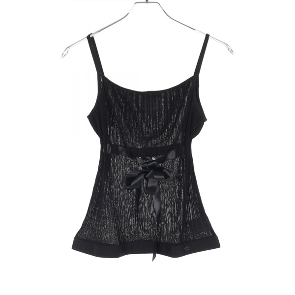 CHANEL camisole Sleeveless Tops P27620 Rayon Black Used Women size 42