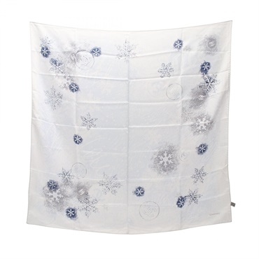 CHANEL COCO Mark Scarf silk White Blue Multicolor Used Women