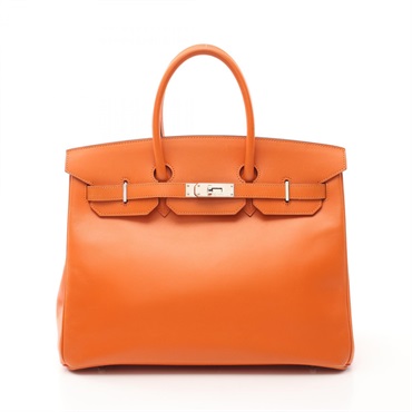 HERMES Birkin 35 Hand bag F Tadelakt Orange Used SHW