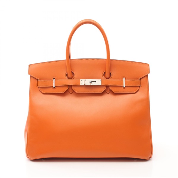 HERMES Birkin 35 Hand bag F Tadelakt Orange Used SHW