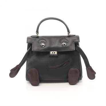 HERMES Kelly Doll Handbag Gulliver leather Black Used Women A SHW
