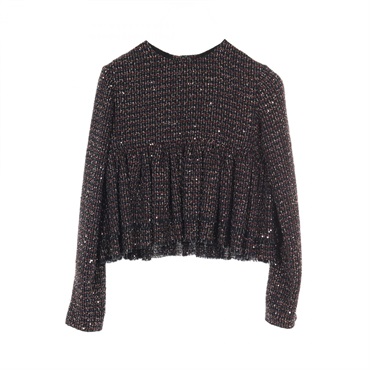 CHANEL Gripoix Button blouse #40 tops P43989V28580 Nylon polyester Black Used