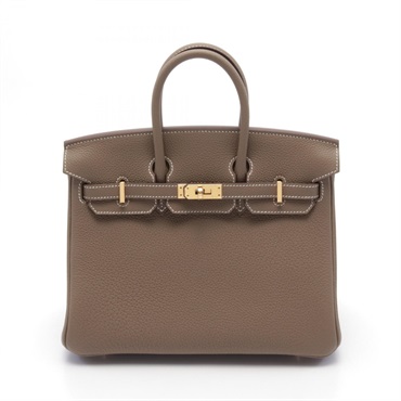 HERMES Birkin 25 Hand bag W Togo leather Etoupe Grey GHW