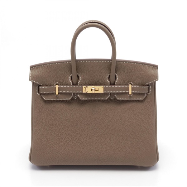 HERMES Birkin 25 Hand bag W Togo leather Etoupe Grey GHW