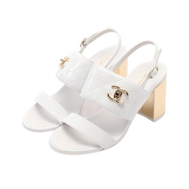 CHANEL COCO Mark Sandals #35C G39730 Patent leather White Used Women