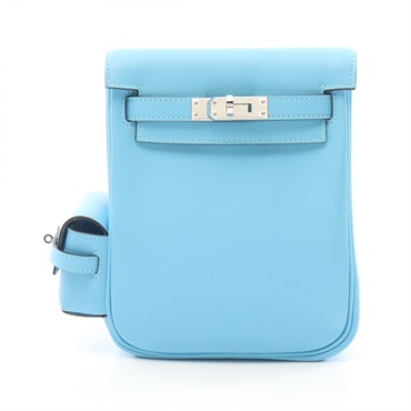 HERMES Kelly Jump Rucksack Backpack bag W Swift leather Blue Celeste SHW