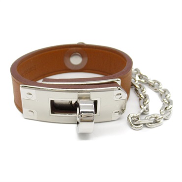 HERMES Kelly glove holder bag charm Swift leather Brown Gold Used SHW