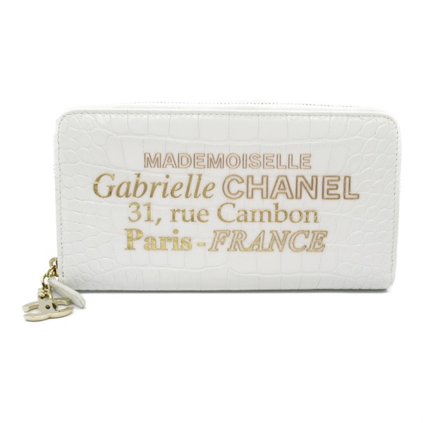 CHANEL Gabriel Do Around long wallet leather White Used Women GHW CC Coco