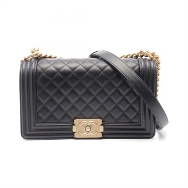 CHANEL Boy chanel Shoulder Bag A67086 leather Black Used GHW