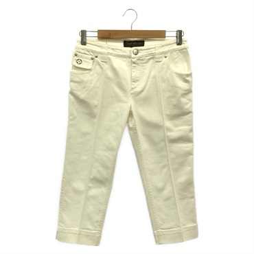 LOUIS VUITTON White 3/4 length Pants cotton White Used Women size 38