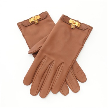 HERMES Kelly gloves leather Brown Used Women GHW 7 1/2