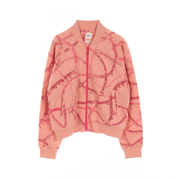 HERMES Tresor de Medor Blouson Jacket 2H4212DK cotton Pink Used Women size 38