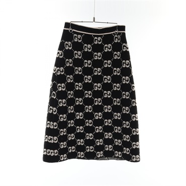 GUCCI GG wool bouclé jacquard skirt 713301 wool Black White Used Women size S