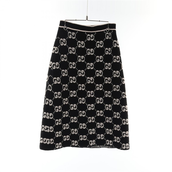 GUCCI GG wool bouclé jacquard skirt 713301 wool Black White Used Women size S