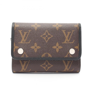 LOUIS VUITTON Portefeuille compact wallet M60167 Monogram macassar Black Used LV