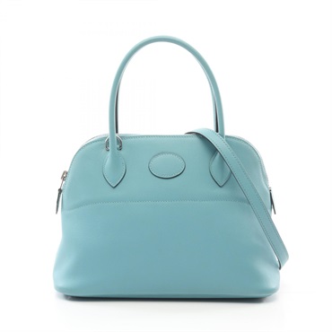 HERMES Bolide27 2way Handbag 047653CK Swift leather Blue paon Used Women X SHW
