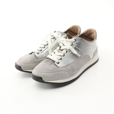 HERMES quick Sneakers shoulder Epsom leather Suede Gray Used mens size 41.5