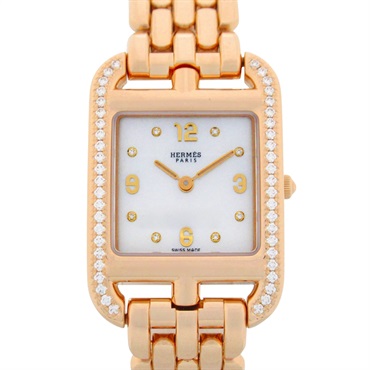 HERMES Cape Cod Wrist Watch CC1.274 Quartz 18KPG Rose Gold Used Women