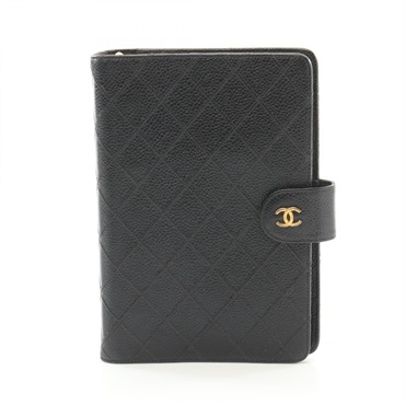 CHANEL Matelasse Picolore Notebook cover Grained calfskin Black Used Women GHW