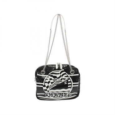 CHANEL 19 Cruise  Chain Shoulder Bag AS0083 Y84106 canvas Black White Used SHW