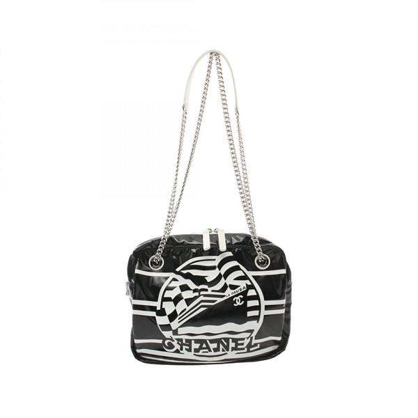 CHANEL 19 Cruise  Chain Shoulder Bag AS0083 Y84106 canvas Black White Used SHW