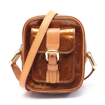 LOUIS VUITTON Christie PM Shoulder Bag M91111 Vernis leather Bronze Used LV