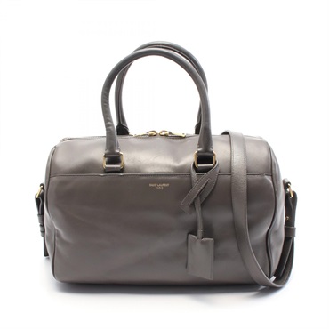 SAINT LAURENT PARIS classic duffel 6 2way Handbag 322049 leather Gray Used Women